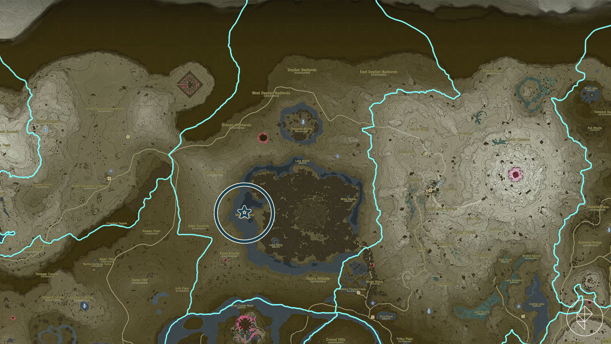 Spear Phantom Ganon-platser på kartan över Hyrule i The Legend of Zelda: Tears of the Kingdom