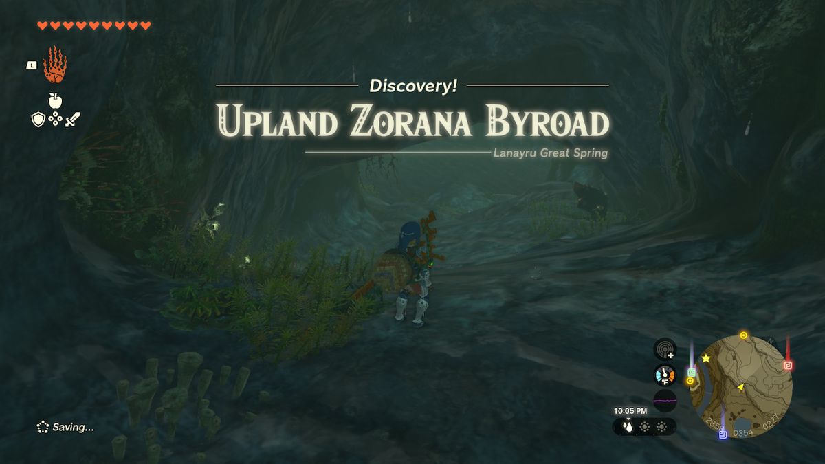 Link går in i Upland Zorana Byroad-grottan i Zelda: Tears of the Kingdom