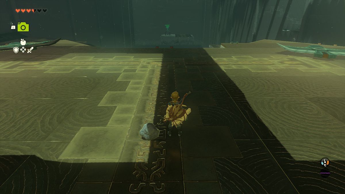 Link står nära två vingar i Jirutagumac Shrine i Zelda Tears of the Kingdom.