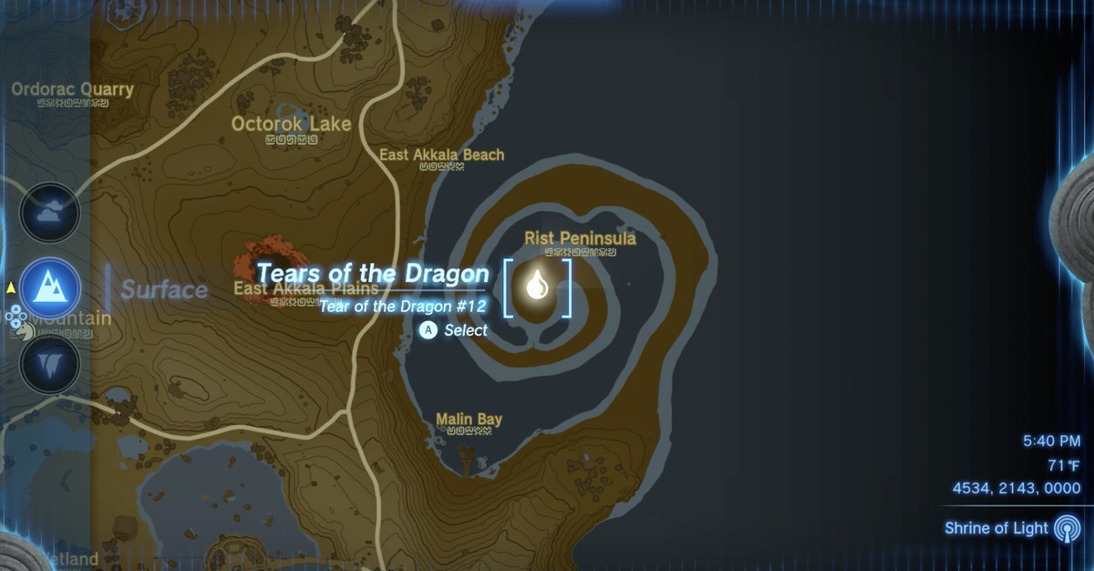 Platsen för den sista Dragon Tear (Tears of the Dragon) i The Legend of Zelda: Tears of the Kingdom