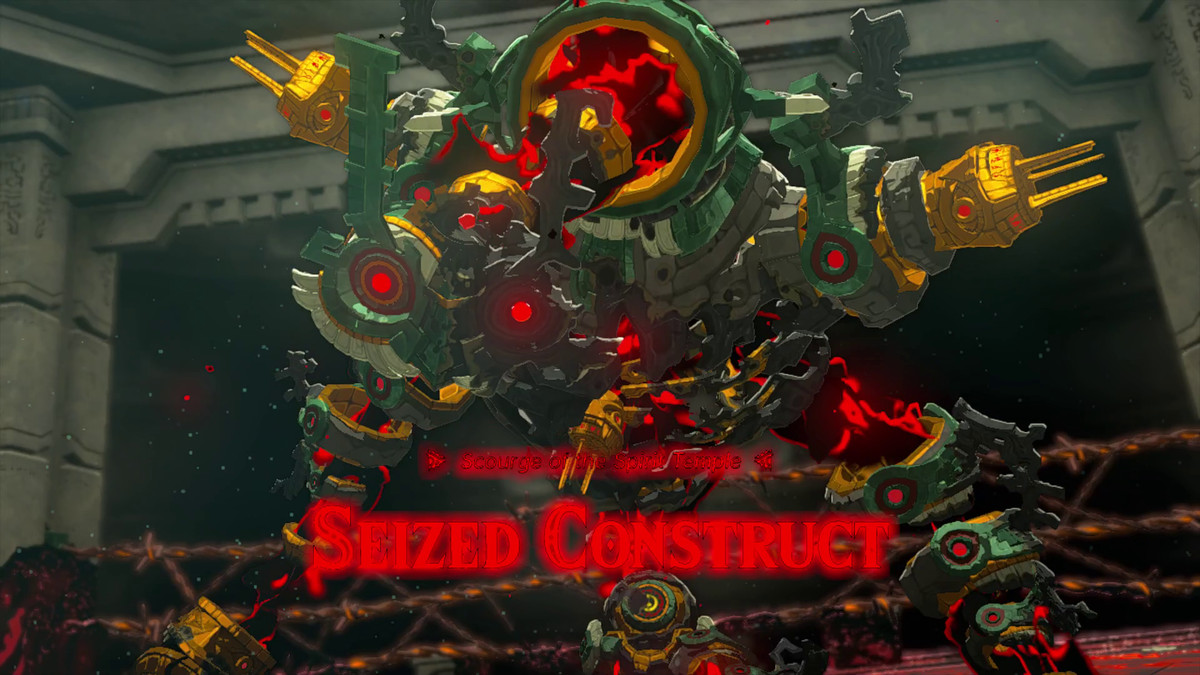 Seized Construct, a Zonai robot with red and black energy flowing out of it, as seen in Tears of the Kingdom