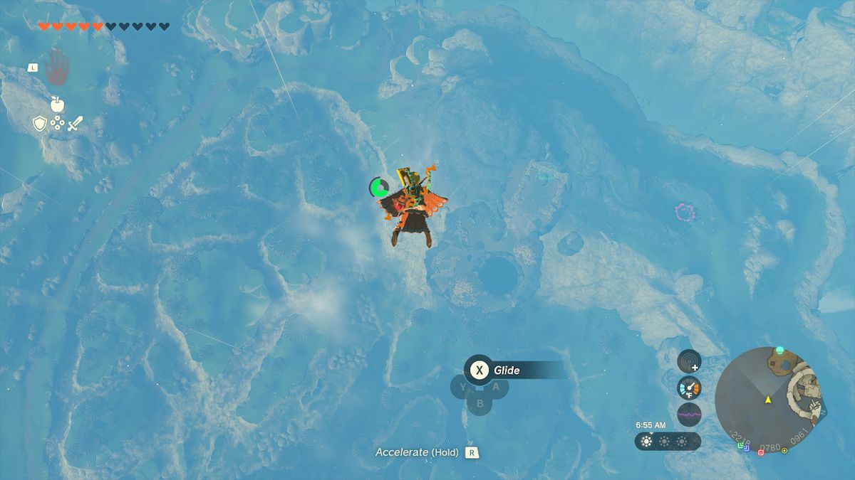 Länka fallskärmshopp till botten av Courage Island i Zelda: Tears of the Kingdom