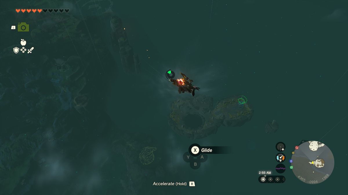 Länk fallskärmshopp till den lägsta punkten på Valor Island i Zelda: Tears of the Kingdom