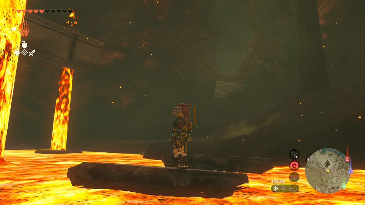 Link har utsikt över passagen till höger som leder till skattrummet i Zelda: Tears of the Kingdom