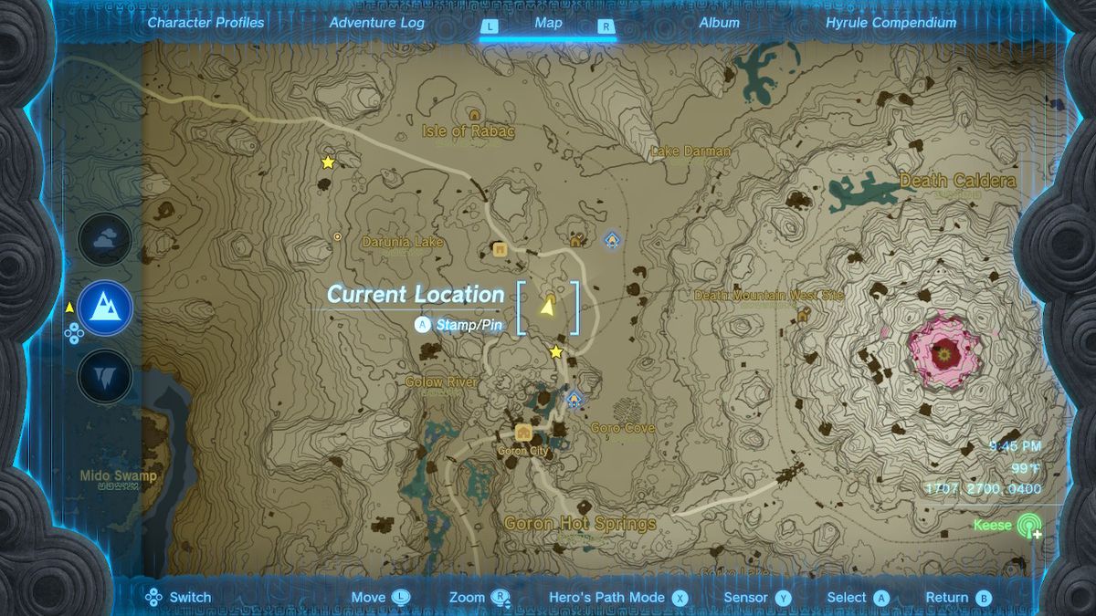 En skärmdump av kartplatsen för YunoboCo HQ South Cave i Zelda: Tears of the Kingdom