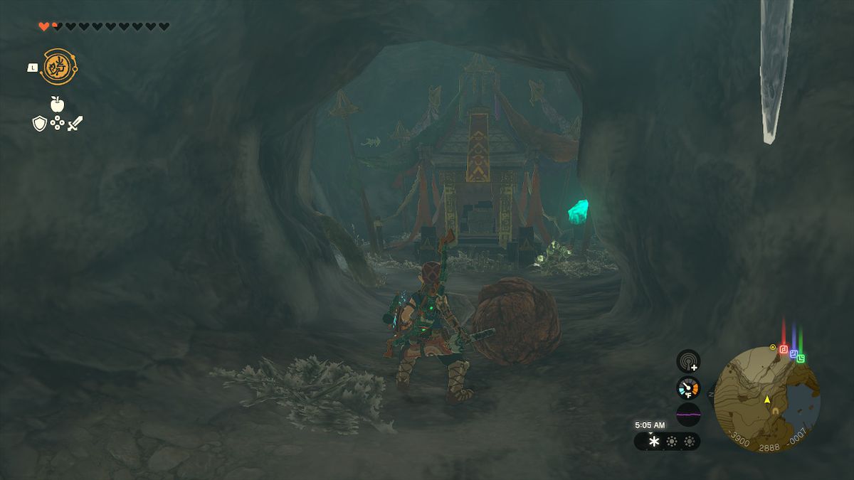 Link avslöjar skattrummet efter att ha förstört klippväggen i Zelda: Tears of the Kingdom