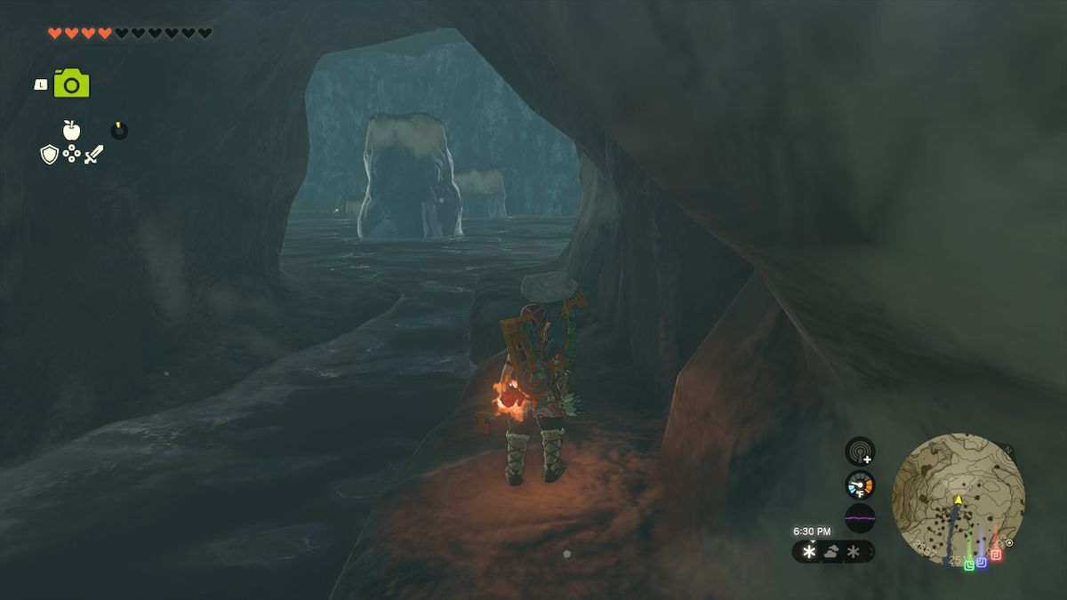 Link tar de första stegen in i grottan i Zelda: Tears of the Kingdom