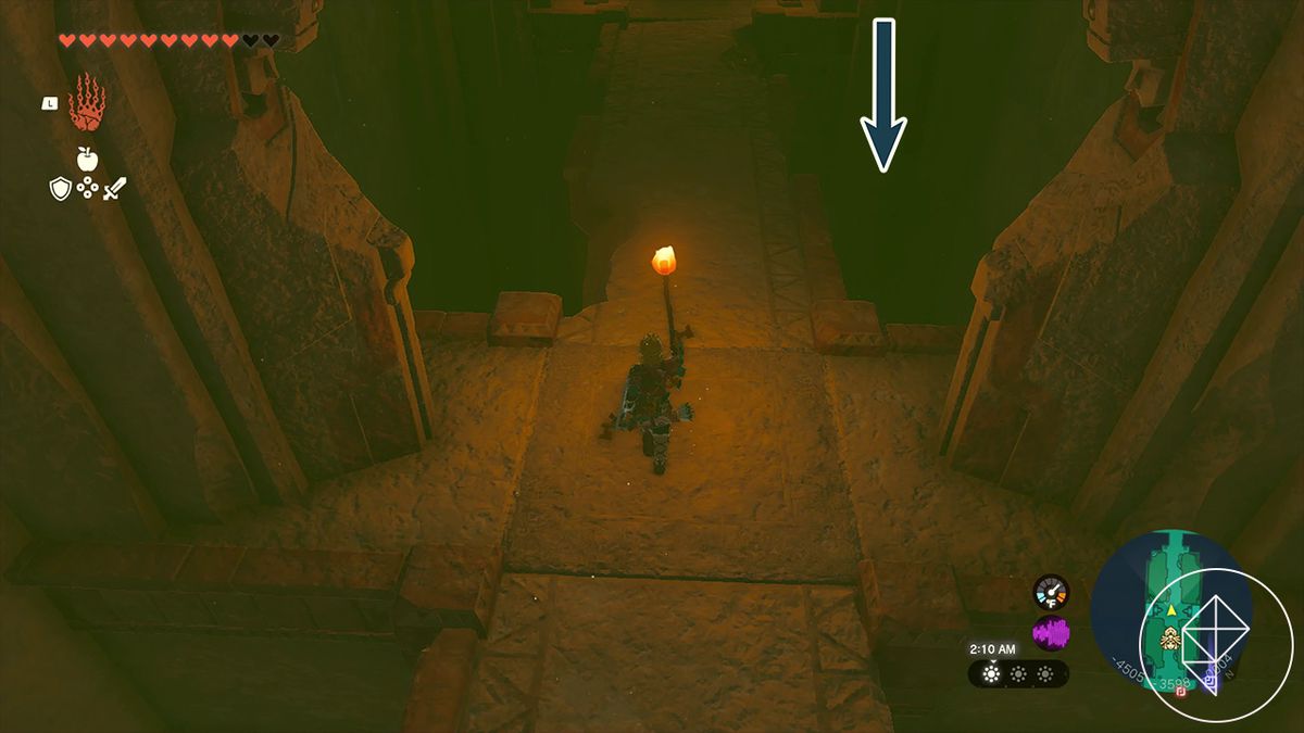 The Legend of Zelda: Tears of the Kingdom Link crossing a bridge in the Lightning Temple