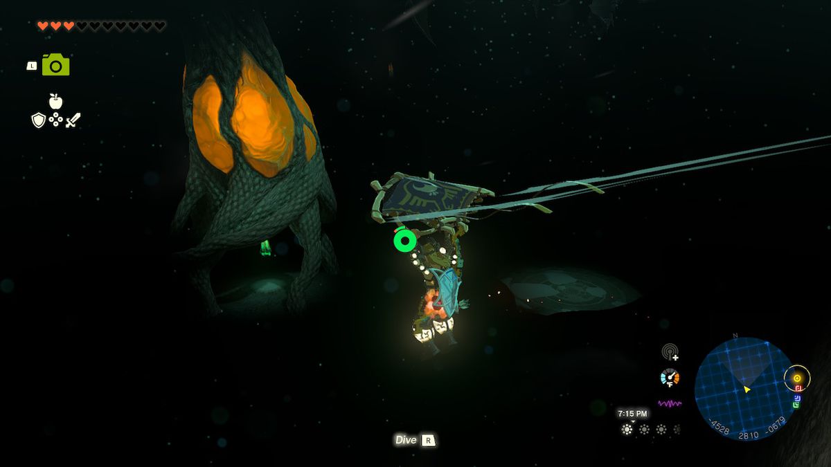 Link uses his glider to get to the Nupisoyuat Lightroot in Zelda: Tears of the Kingdom