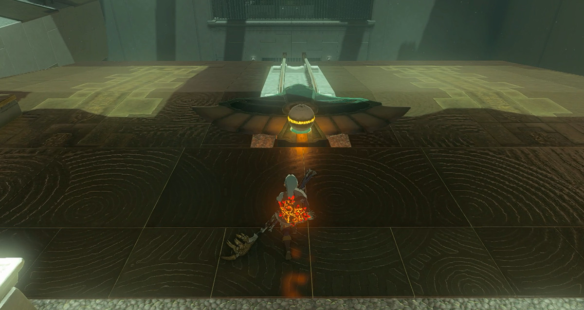 Link smälter en boll på baksidan av ett segelflygplan i Zelda: Tears of the Kingdom