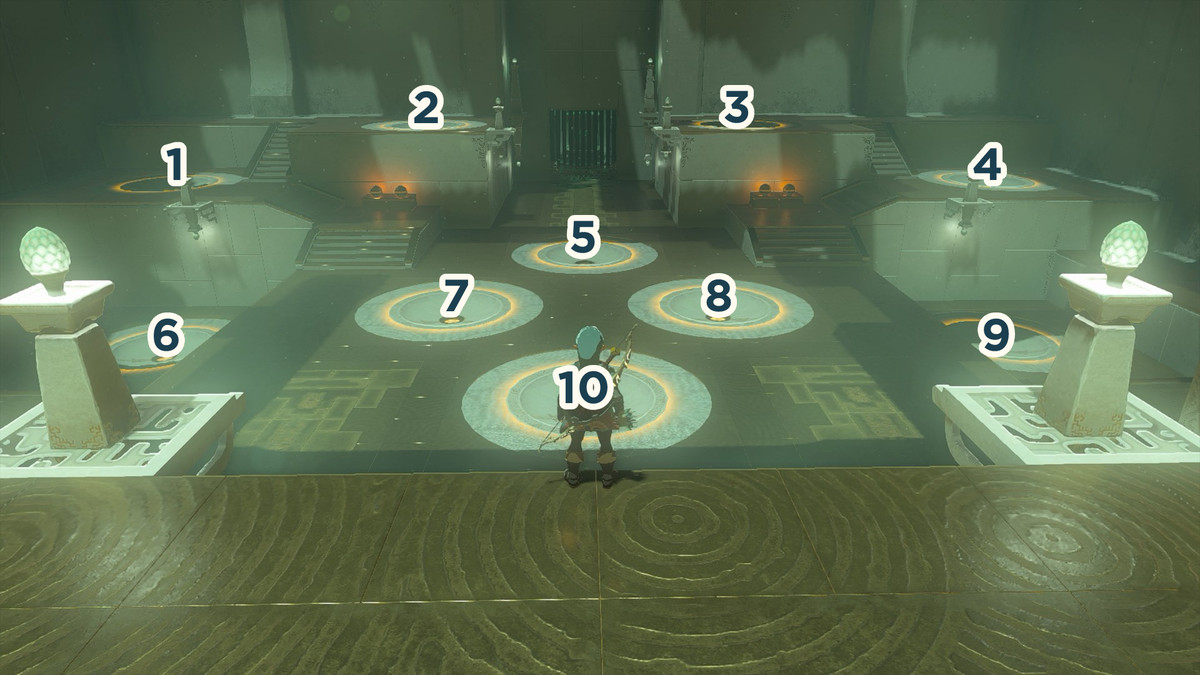 Cirkelgropar på golvet för i Kyokugon Shrine i Legend of Zelda: Tears of the Kingdom