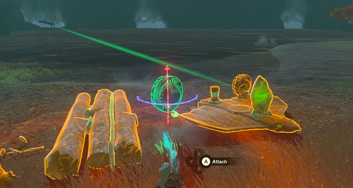 Link flyttar en fläkt från sitt segelflygplan till en flotte i Zelda: Tears of the Kingdom