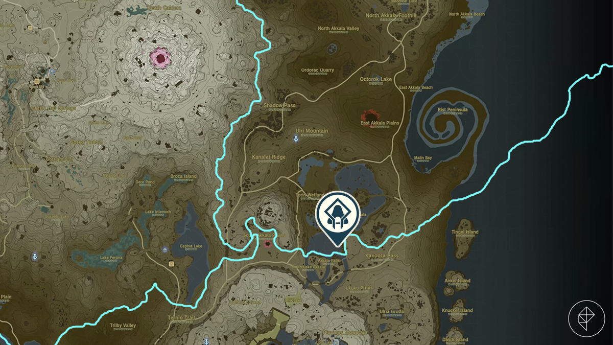En karta visar platsen för Jochi-ihiga Shrine i Zelda: Tears of the Kingdom