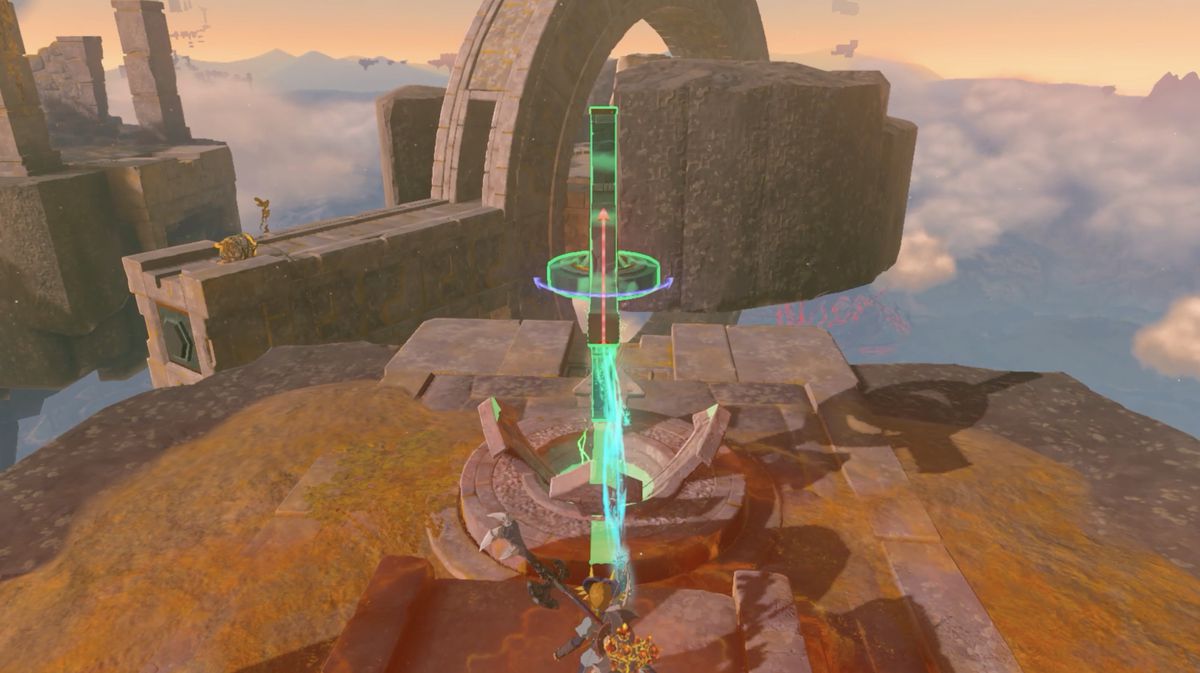 Link löser steg fyra i Jinodok Shrine-pusslet i Zelda: Tears of the Kingdom