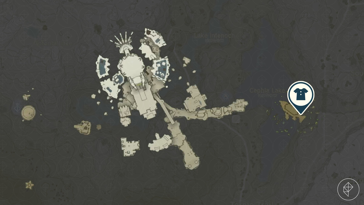 The Legend of Zelda: Tears of the Kingdom-karta som visar platsen för Zora-rodret på Floating Scales Island.