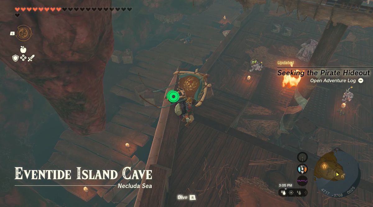 Link glider ner till en pirat Bokoblin i Zelda: Tears of the Kingdom