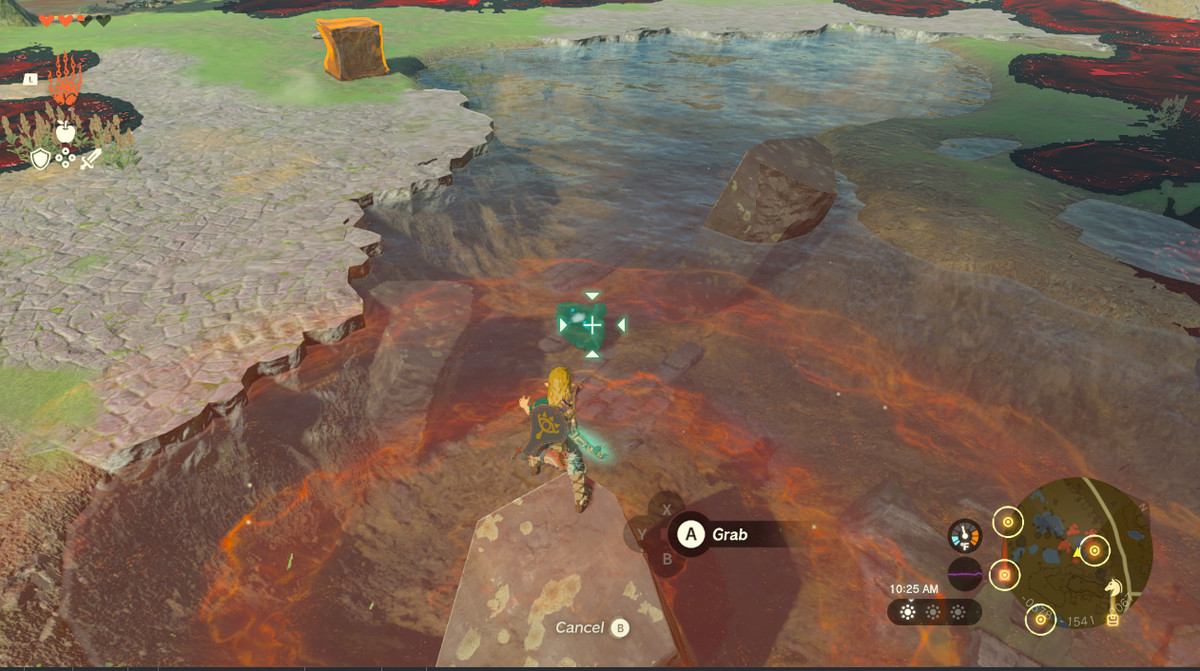 Link drar en gudinna öga ur en flod i Zelda Tears of the Kingdom.