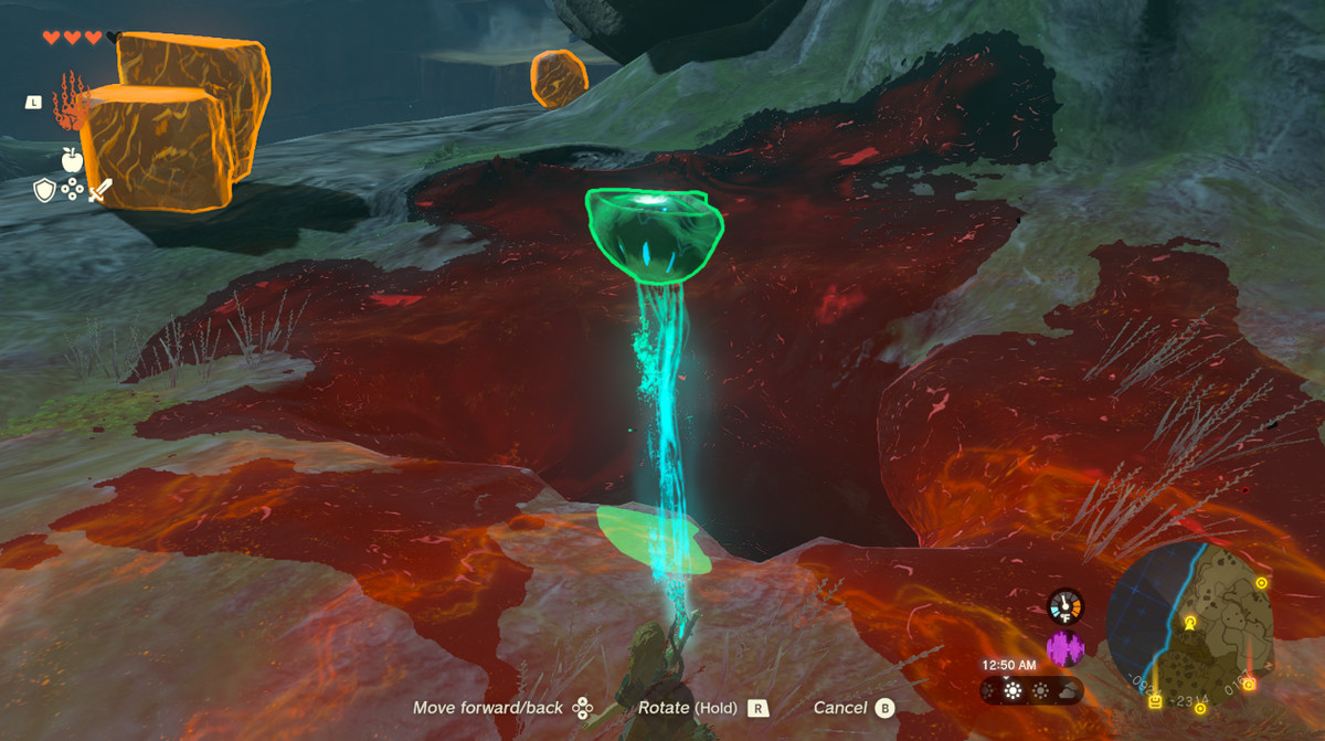 Link kastar ett öga i Depths ingångspunkt i Zelda Tears of the Kingdom.