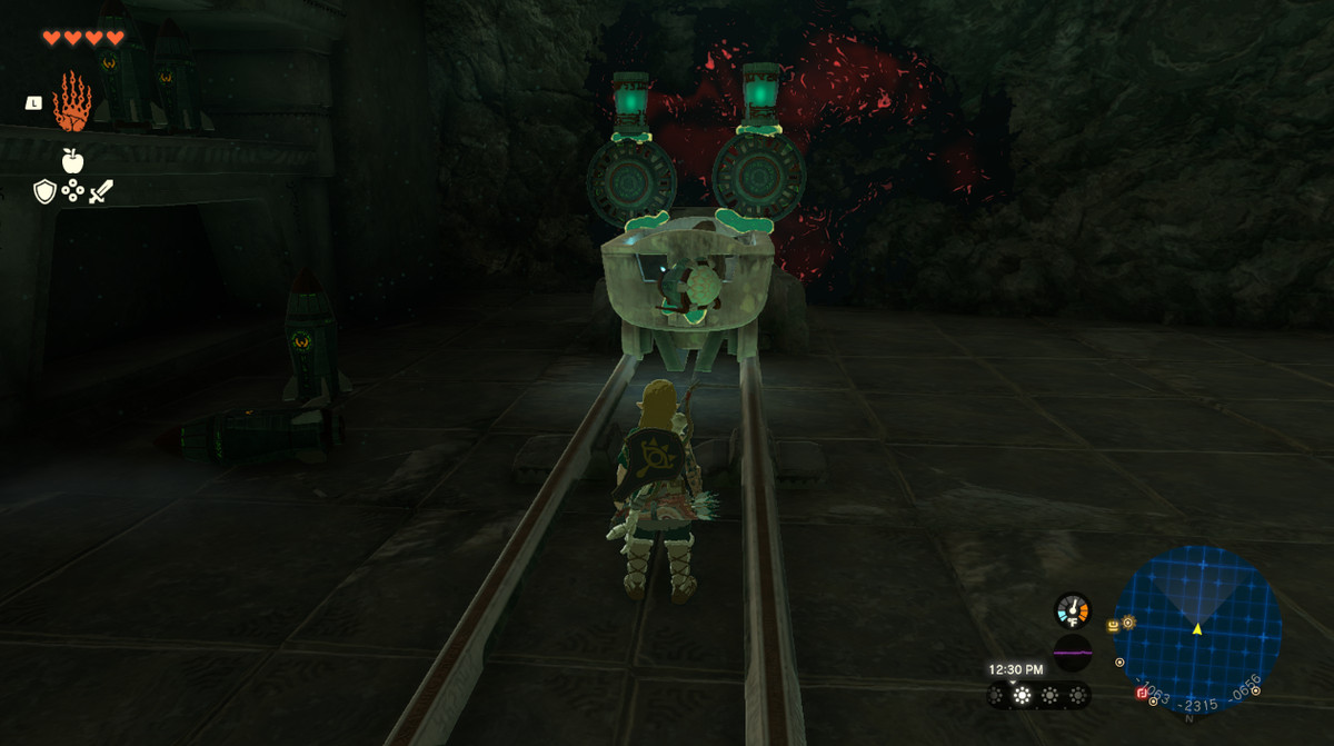 Link skapar en gruva som drivs av fans i Depths in Zelda Tears of the Kingdom.