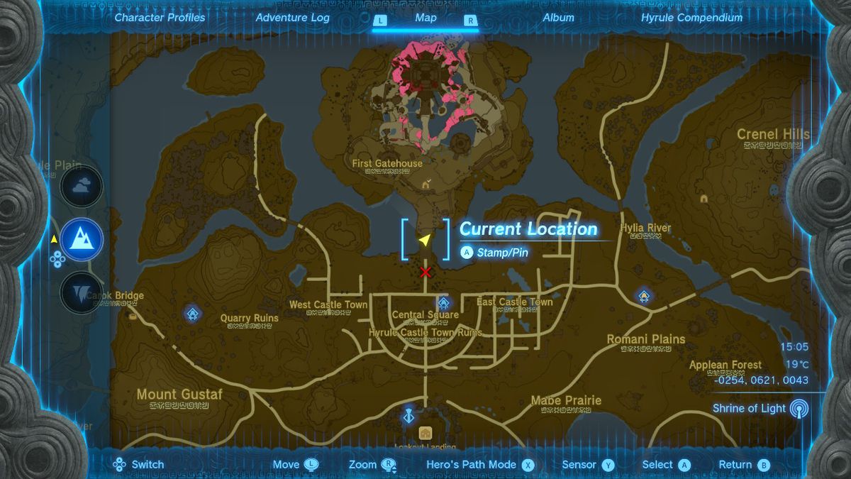 En karta visar platsen för Soldier's Armor i Zelda Tears of the Kingdom.