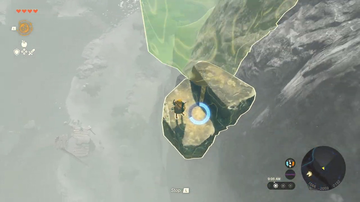 Link åker upp i himlen på ett stenblock i The Legend of Zelda: Tears of the Kingdom