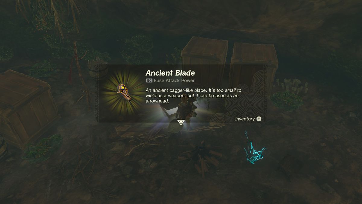 Link tar ett gammalt blad från en kista i Zelda Tears of the Kingdom.