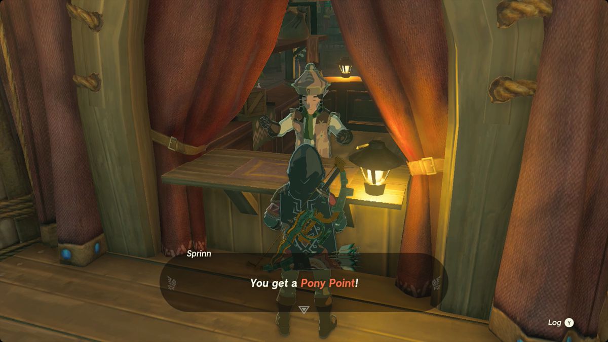 The Legend of Zelda: Tears of the Kingdom Link talar till en stallägare och tjänar en Pony Point