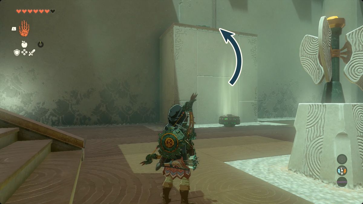 The Legend of Zelda: Tears of the Kingdom Link skapar en updraft med ett Zonai-fan.