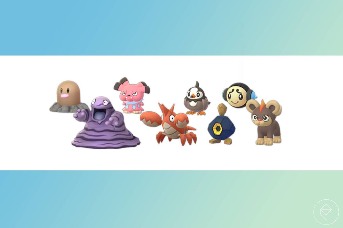 Från vänster till höger: Diglett, Grimer, Snubbell, Corphish, Starly, Roggenrola, Tympole och Litleo i Pokémon Go