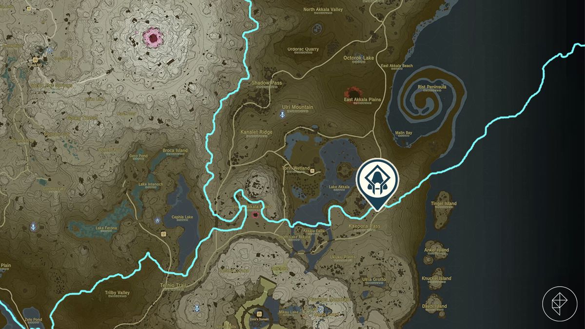 Rasitakiwak Shrine plats på kartan från Zelda: Tears of the Kingdom