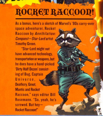 Ett stycke bredvid art of Rocket Racoon.  