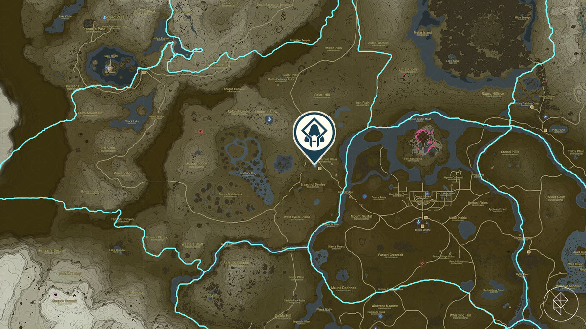 Sinakawak Shrine plats på kartan över The Legend of Zelda: Tears of the Kingdom