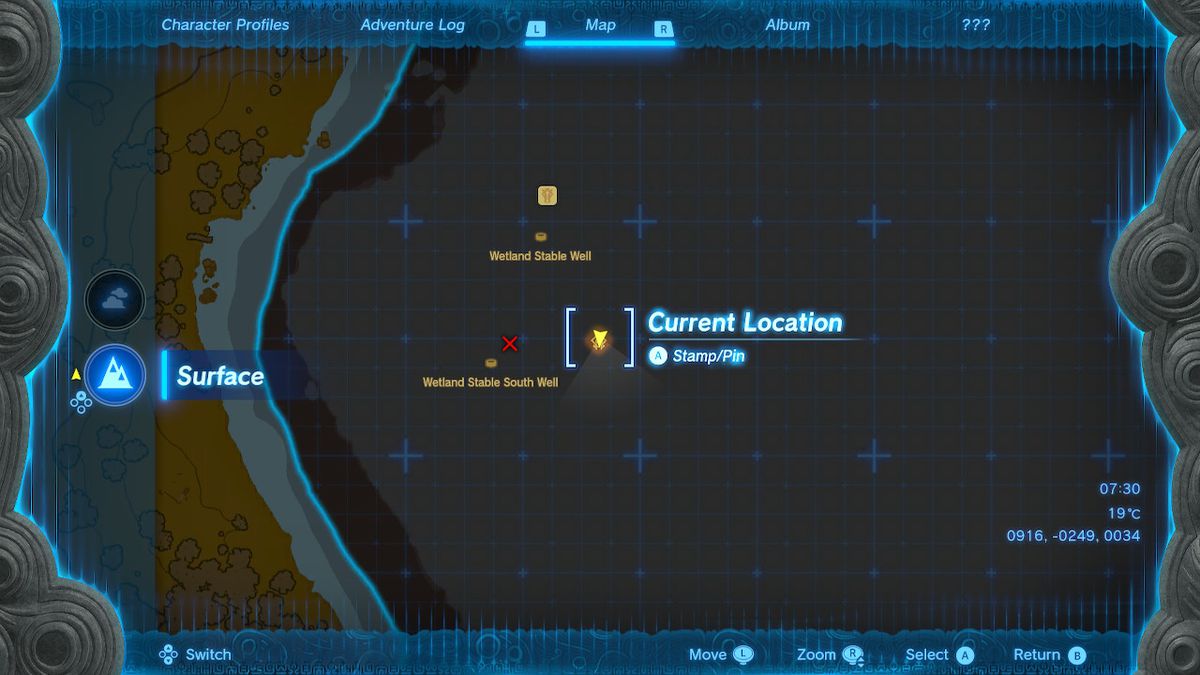 En karta visar platsen för Tukarok Shrine i Zelda Tears of the Kingdom.