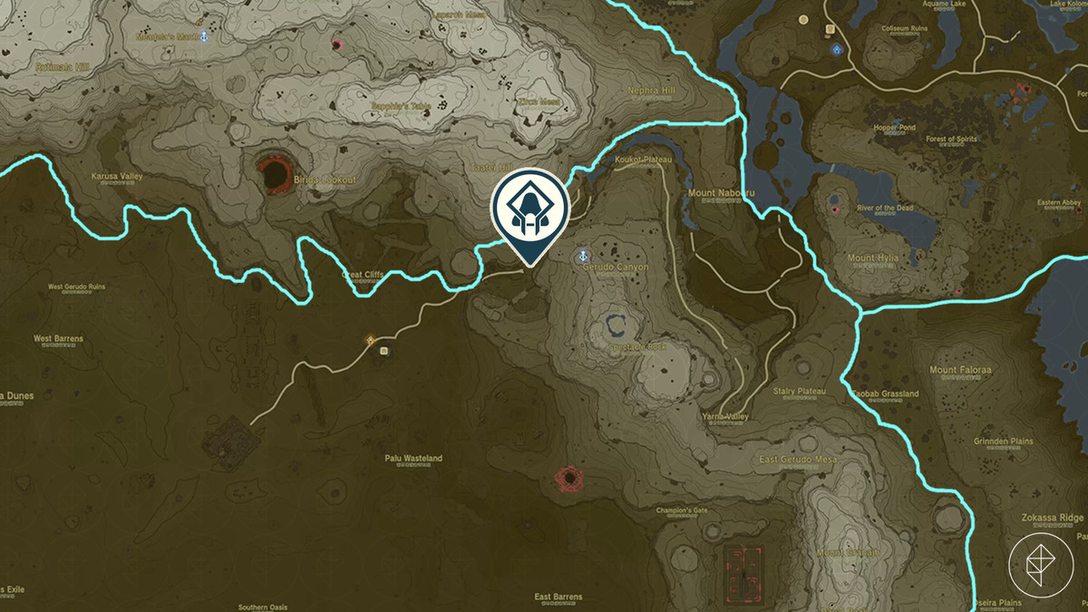En karta visar platsen för Turakamik Shrine i The Legend of Zelda: Tears of the Kingdom.