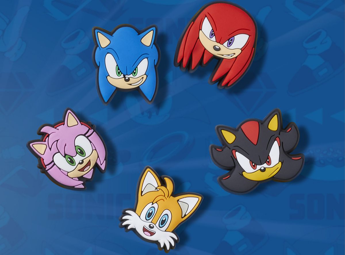 En bild på Jibbitz-berlockerna som lanseras tillsammans med Sonic Crocs