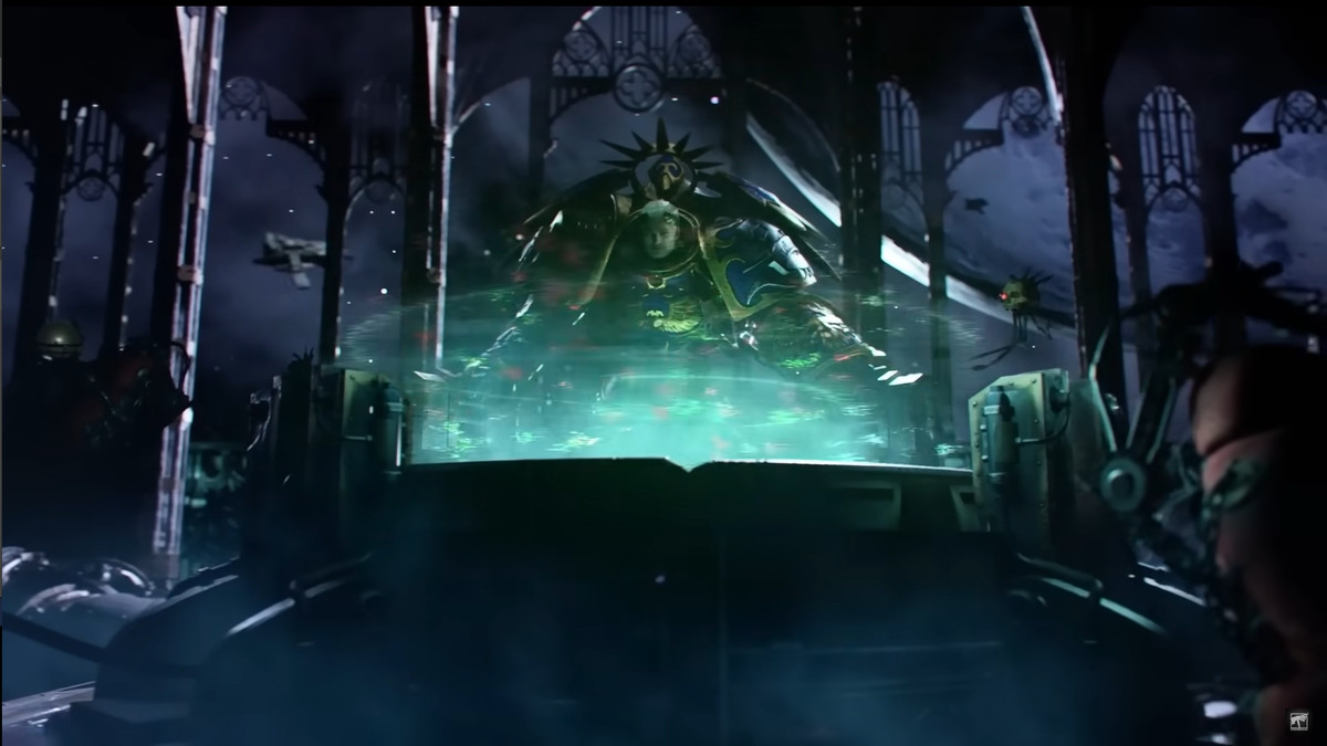 Roboute Guilliman tittar på en taktisk karta, som avbildas i Warhammer 40 000 10:e upplagan trailer