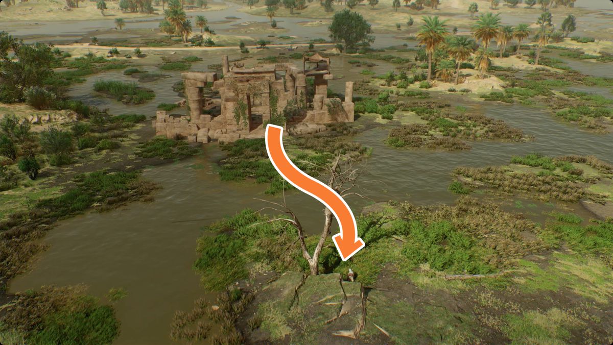 Assassin's Creed Mirage-bild som visar platsen för Reap from the Ruins Enigma-skatten