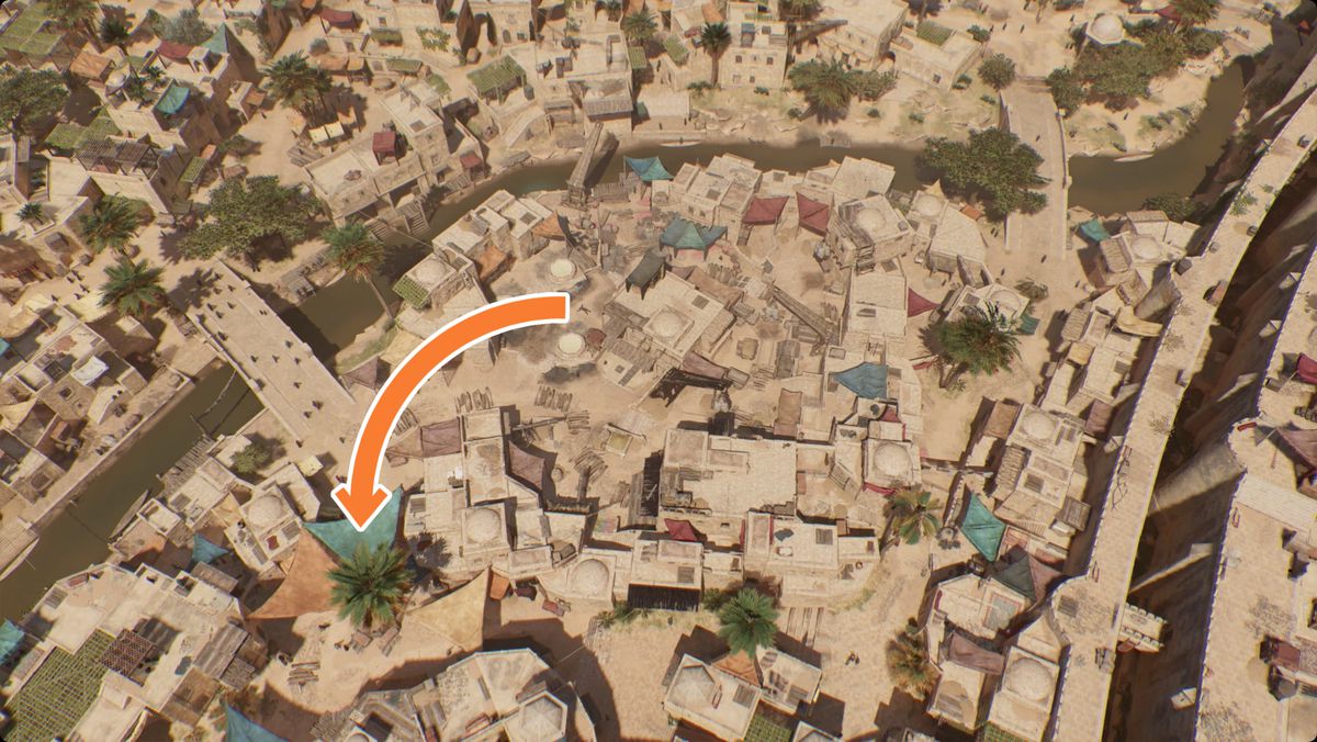 Assassin's Creed Mirage-bild som visar platsen för Find What I Stole!  Enigma skatt