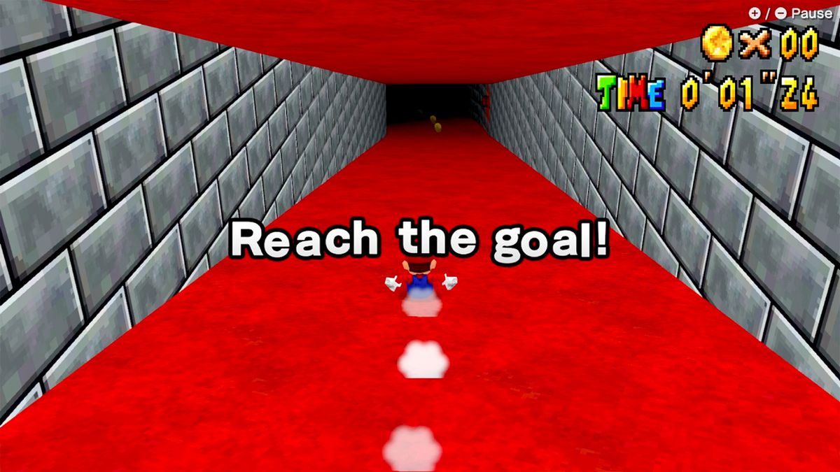 En skärmdump av en WarioWare: Move It!  mikrogram baserat på glidnivån från Super Mario 64