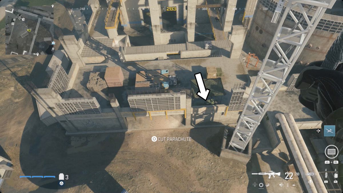 Call of Duty: Modern Warfare 3 skärmdump med platsen för Munitions Box markerad.