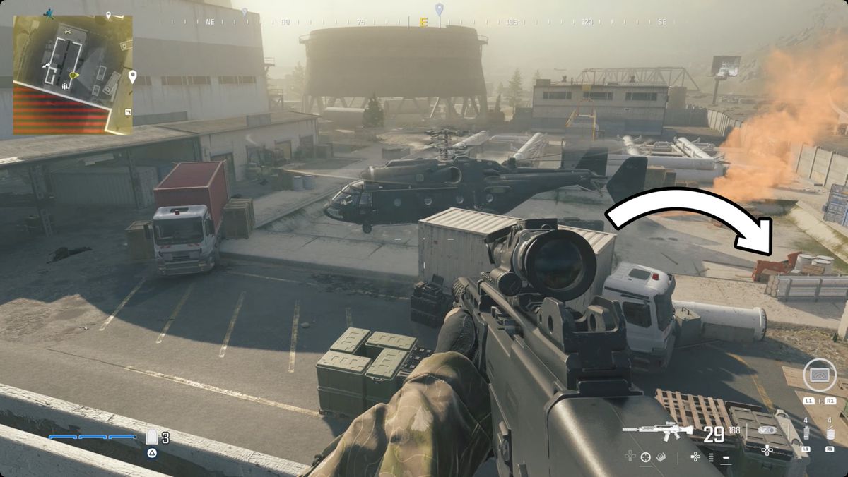 Call of Duty: Modern Warfare 3-skärmdump med Holger 26-platsen markerad.