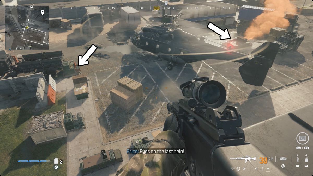 Call of Duty: Modern Warfare 3 skärmdump med PILA-platsen markerad.