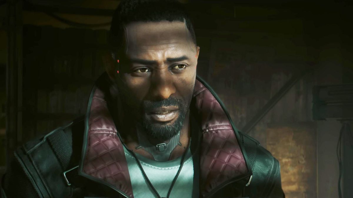 Idris Elba i sin huvudroll som FIA-agenten Solomon Reed i Cyberpunk 2077: Phantom Liberty.
