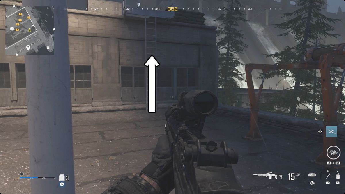 Call of Duty: Modern Warfare 3 skärmdump med Heartbeat Sensor-platsen markerad.