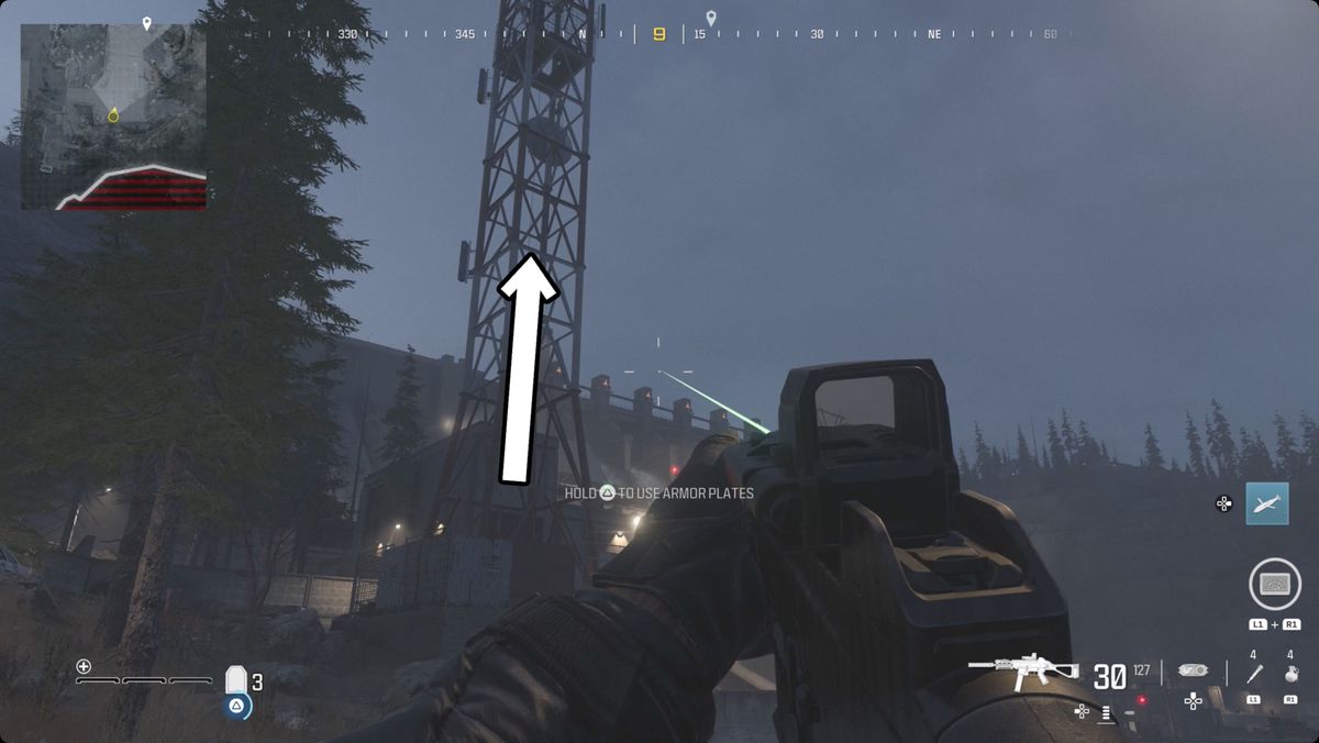 Call of Duty: Modern Warfare 3-skärmdump med MCPR-300-platsen markerad.