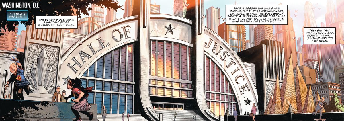 The Hall of Justice in Justice League # 1, DC Comics (2018).