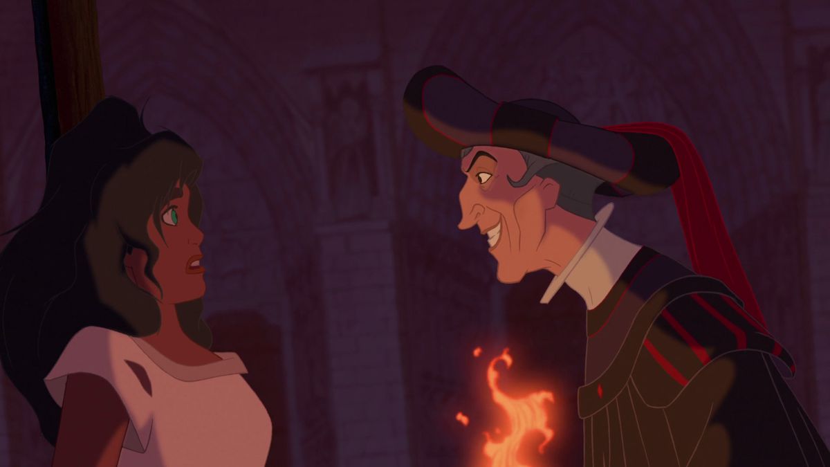 frollo erbjuder Esmeralda frihet om hon går med på att vara med honom 