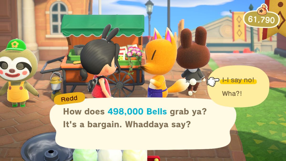 Jolly Redd försöker riva av en Animal Crossing-karaktär
