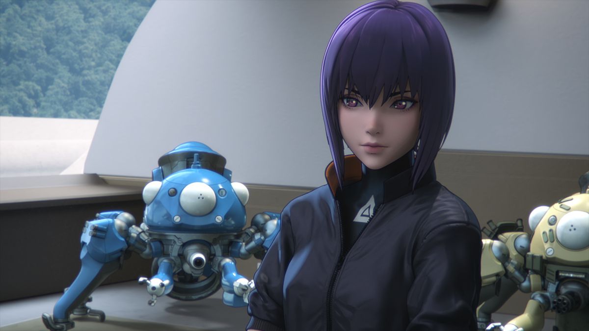 Motoko och en rolig spindelrobot i Ghost in the Shell: SAC_2045