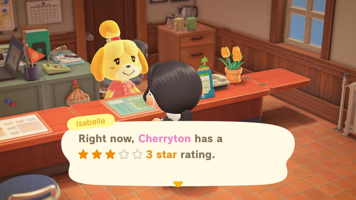 Isabelle noterar att Cherryton ön har en trestjärnig ranking